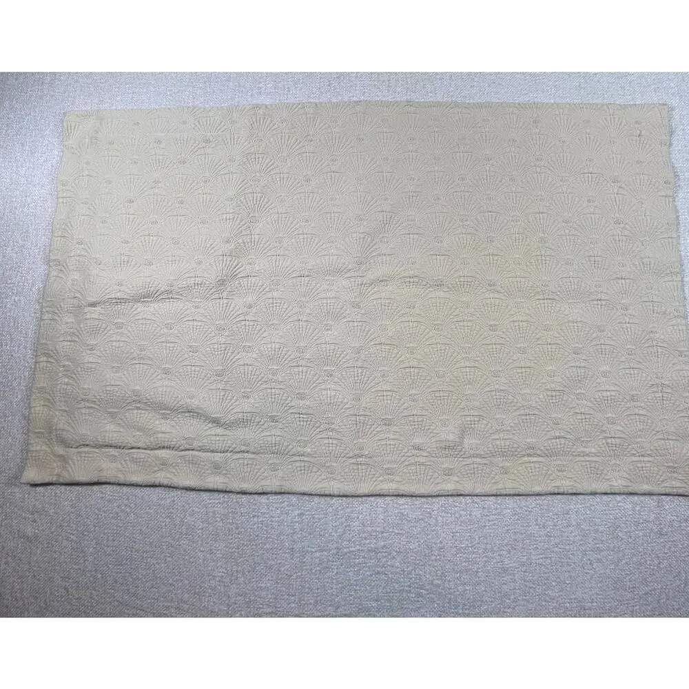 Peacock Alley Lot of 2 Cream Egyptian Cotton Champagne Fan/Shell Pattern Shams